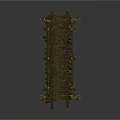 Rustic Wooden Bridge Structure With Planked Deck Green Railings And Supporting Posts
