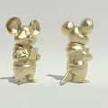 Golden Mouse Figurines Standing and Holding Cards in Decorative Design