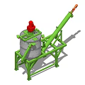 Industrial Equipment With Silver Container Red Top Component Green Frame Inclined Pipe And Orange End