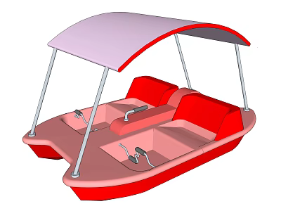 Two Person Pedal Boat With Red Seats Pink Hull And White Canopy 3d model