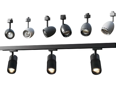 Modern Home Lighting Downlights and Spotlights Track Mounted Black Silver Finish Design 3d model