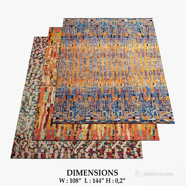 Vibrant Square Rugs With Colorful Abstract Patterns And Modern Design Elements 3d model 