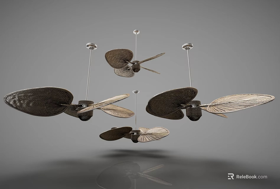 Modern Air Conditioner Ceiling Fans With Wooden Blades And Multiple Designs 3d model 