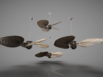 Modern Air Conditioner Ceiling Fans With Wooden Blades And Multiple Designs 3d model