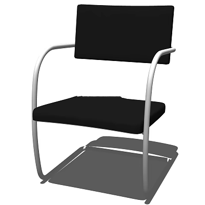 Modern Office Chair With Black Padded Seat Back And Silver Metal Frame 3d model