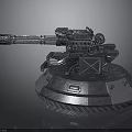 Sci-Fi Mechanical Turret Design With Metallic Rotating Base And Long Barrel 3d model