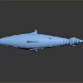 Blue Mechanical Shark Aquatic Animal With Metallic Shiny Surface And Reflective Body On Dark Background