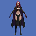 Striking Game And Movie Character With Red Hair Black Cape And Long Boots