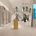 Modern Clothing Store Interior With Mannequins Display Areas And Decorative Plants