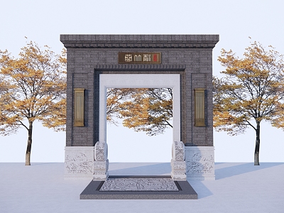 New Chinese Style Door Villa Door Patio Door Entrance model