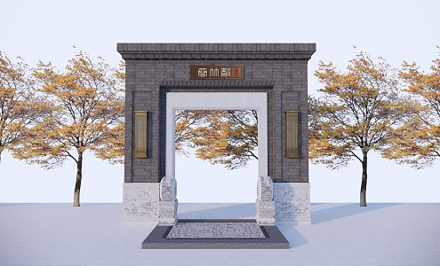 New Chinese Style Door Villa Door Patio Door Entrance 3d model