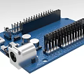 Industrial Circuit Board Equipment with USB Port Capacitors and Pins Electronic Components on Blue Board