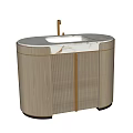 Modern Elegant Washbasin Vanity With Marble Countertop And Striped Cabinet Design