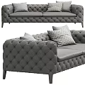 Gray Tufted Upholstered Two Seater Sofa with Decorative Accent Pillows 3d model
