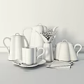 Elegant White Tea Set With Teapot Cup Sugar Bowl and Lily of the Valley