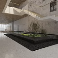 Modern Architectural Interior Design With Wooden Grilles Staircase Textured Wall And Windows