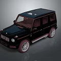Black SUV With Mercedes Style Front Roof Rack White Wheels Red Trim And Brown Interior