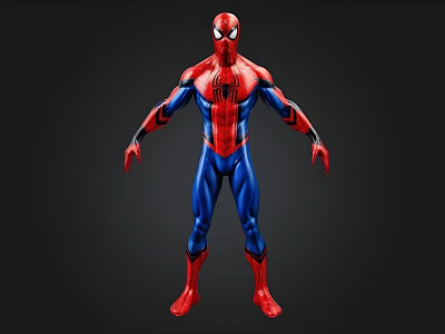 Detailed Spider Man Figure In Red And Blue Suit With Spider Emblem 3d model