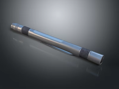 Silver Metallic Cylinder Tool With Black Grip And Smooth Reflective Surface 3d model