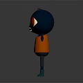 Dark Blue Cat Like Game and Movie Character With Red Eyes Orange Shirt Blue Shoes