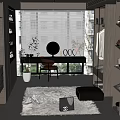 Modern Walk in Closet Interior With White Cabinets Dressing Table Mirror Potted Plant And Shoes