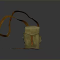 Green Canvas Crossbody Bag With Brown Leather Straps For Daily Use