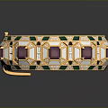 Luxurious Gold Plated Bracelet With Green Purple Gemstones And White Crystals