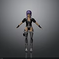 3D Character Model With Purple Hair Black Jacket Silver Pants And Boots