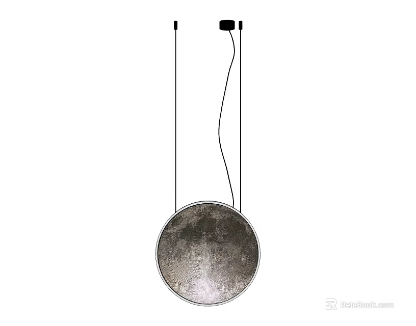 Modern Round Moon Surface Ceiling Light With Hanging Design And Textured Finish 3d model 