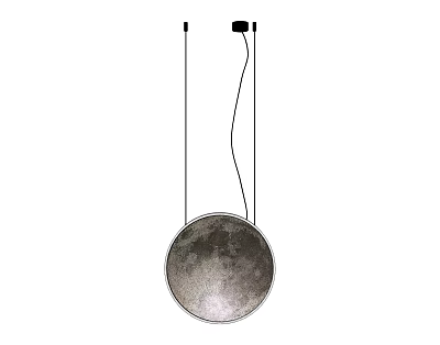 Modern Round Moon Surface Ceiling Light With Hanging Design And Textured Finish 3d model