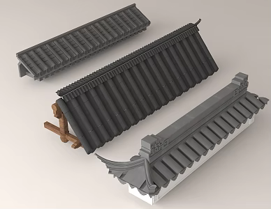 Chinese-style Roof Ancient Architectural Components Chinese-style Architectural Design Flying Eaves and Hanging Angle Ancient Building Roof Tiles Chinese-style Courtyard Design Architectural Decorative Components 3d model