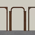 Three Brown Wooden Arch Frames As Interior Architectural Decorative Elements 3d model