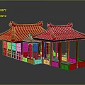 Chinese Traditional Red Architecture With Overhanging Eaves Red Roof Wooden Pillars And Open Veranda