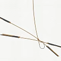 Modern Minimalist Chandelier with Thin Metal Rods and Dark End Accents