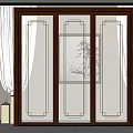 Elegant Wooden Frame Sliding Door With Clear Glass Panels For Modern Interior