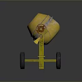 Yellow Concrete Mixer With Metal Drum Stand And Black Wheels For Construction