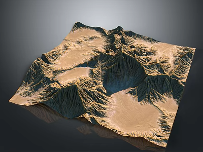 Detailed 3D Mountainous Terrain Model With Rugged Valleys And Elevation Textures 3d model