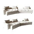 Light Beige Modern Sectional Sofa With Comfortable Cushions And Modular Design 3d model
