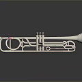Shiny Silver Trumpet Musical Instrument On Black Background With Reflection