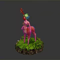 Deer Girl Fantasy Figure Standing On Green Grass Base With Leaves And Grass