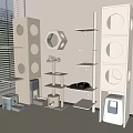 Modern Cat Storage Shelves With Circular Holes Hexagonal Bed And Multi Tiered Racks