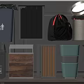 Public Facility Waste Containers With Lidded Metal And Wooden Texture Designs