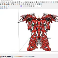 Red And White Mechanical Robot Ornament Decoration Set With Intricate Winged Structure 3d model
