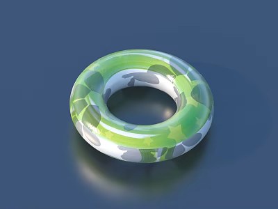 Green And White Camouflage Pattern Inflatable Ring For Summer Water Activities 3d model
