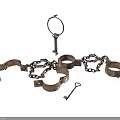Rusted Metal Weapon Set Including Handcuffs Leg Irons Chains And Keys