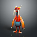 Fantasy Creature Character With Horns Tusks Orange Blue Body And Decorative Patterns