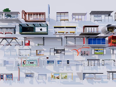 Modern Urban Station Design Featuring Platform Structures Seating And Information Displays 3d model