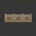 Sturdy Brown Outdoor Tent Furniture Featuring Three Connected Sections Square Patches And Support Poles