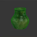 Ancient Clay Jar with Green Brown Glaze and Rustic Vintage Texture 3d model