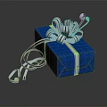 Blue Decorative Gift Box With White Ribbon Bow For Festive Gifting